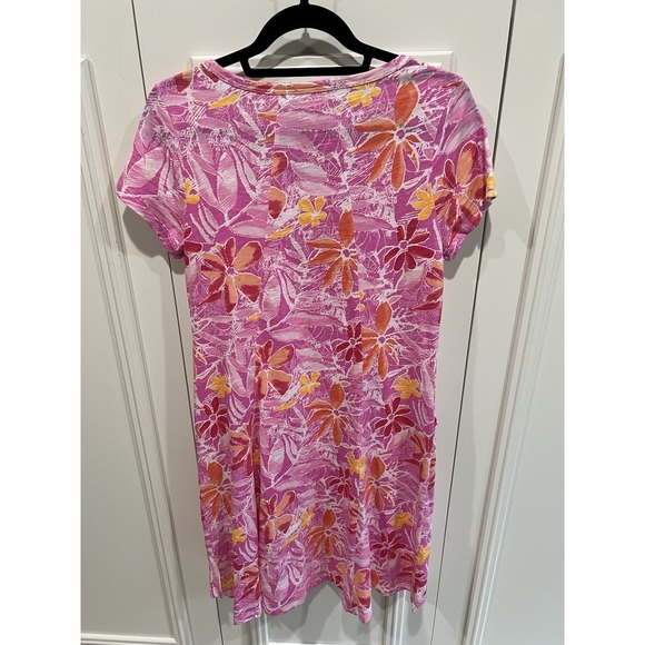 Escape By Habitat Clothes Hawaiian Print T Shirt Dress Pink Cotton Beach Vacay - Picture 3 of 7